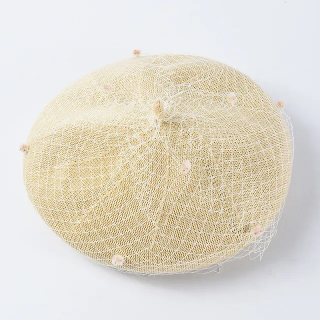 Versatile Vintage Mesh Beret Lightweight, Solid color Cap For Spring And Summer Beige - Shop at LoveMi