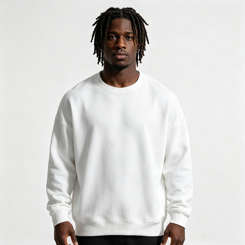 Fleece-lined Extra-thick Crew-neck Sweatshirt Jacket