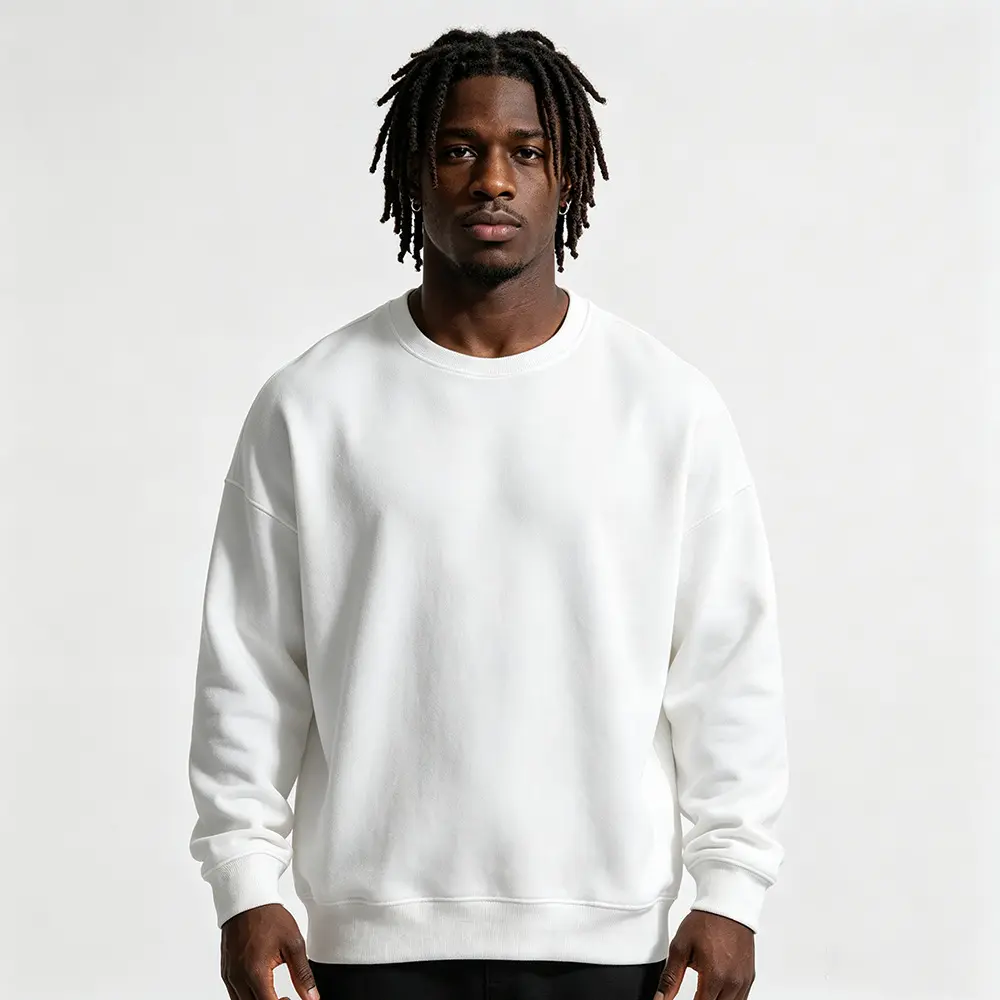 Fleece-lined Extra-thick Crew-neck Sweatshirt Jacket
