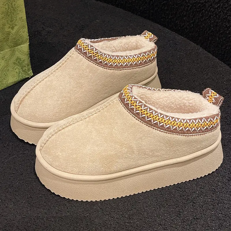 Suede Cotton Slippers Women Autumn Winter