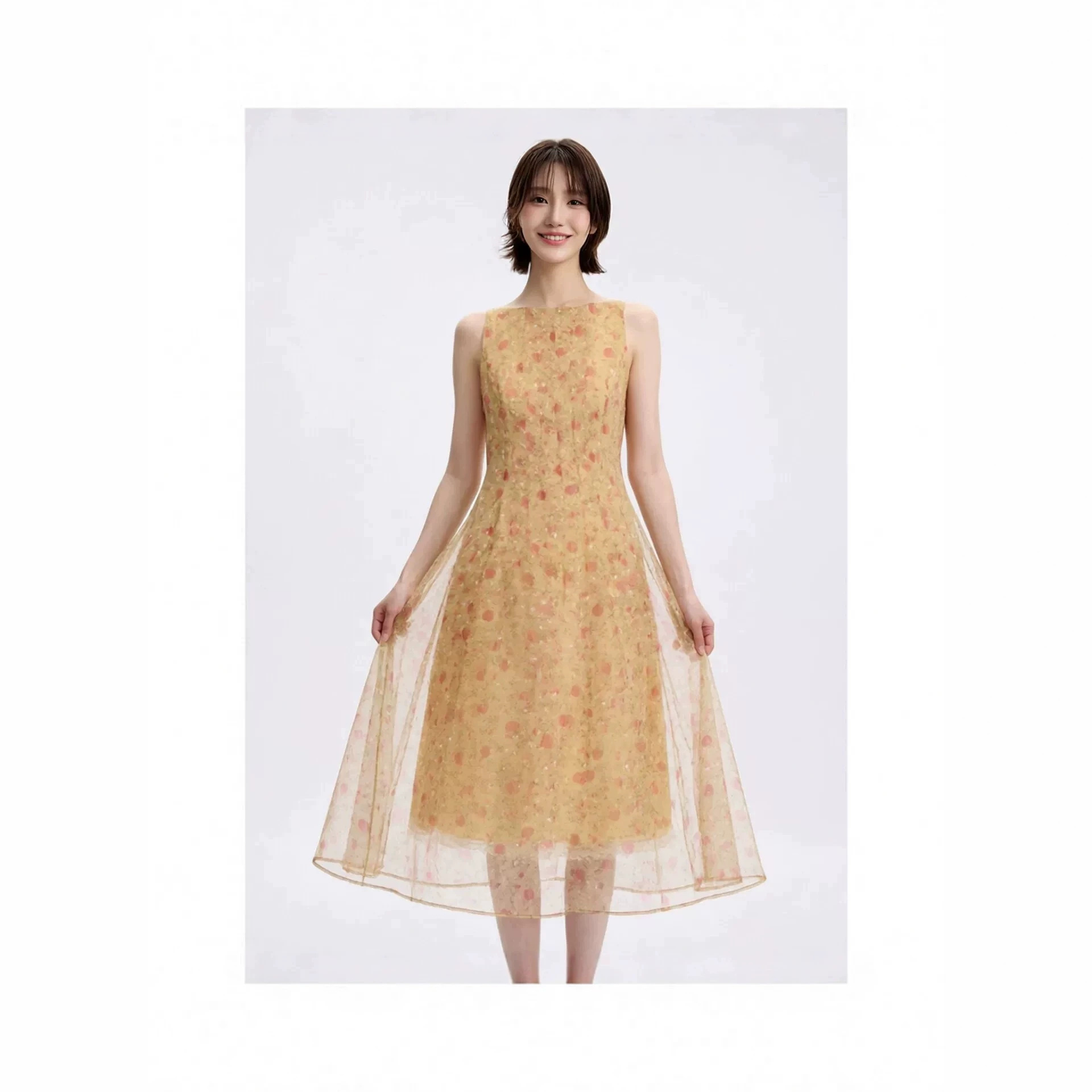 Womens Sleeveless Sheath Dress With A French Boat Neck And Defined Waistline