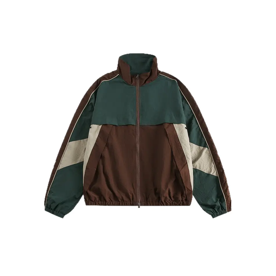 KUOMI Outdoor Mountain-style Retro Color-block Sporty Stand-collar