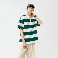 Japanese Style Men's Shirt T-shirt Short Sleeve Summer Loose Couple - Green - View 1