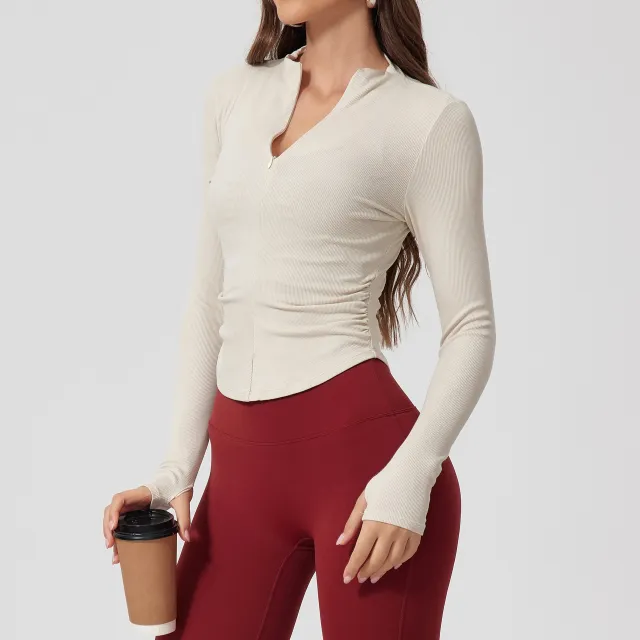 Tight Nude Feel Long Sleeve Thread T shirt Yoga Clothes Outdoor Sports Top Nude - Shop at LoveMi