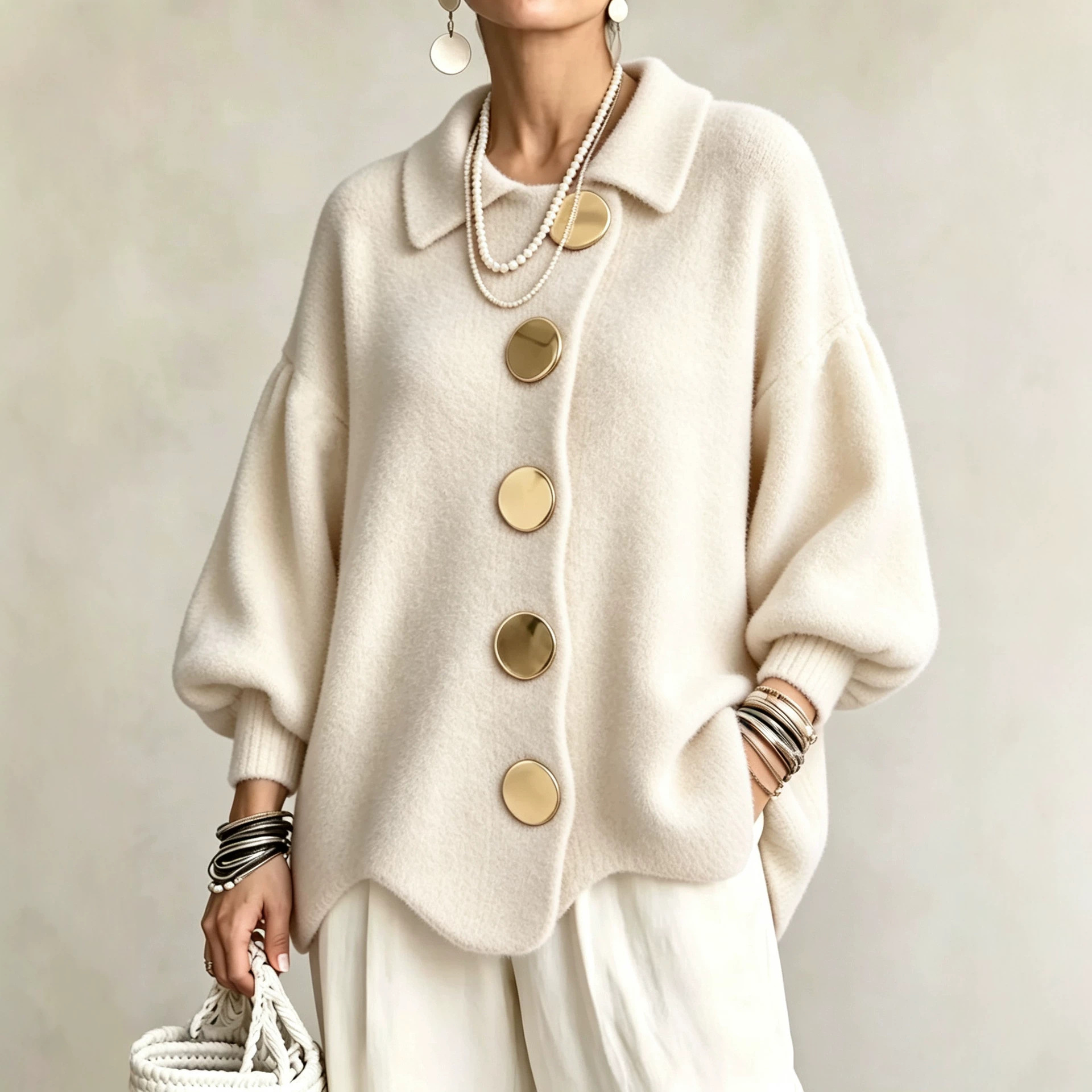 Plus-size Autumnwinter Plush Coat With A Lapel Top