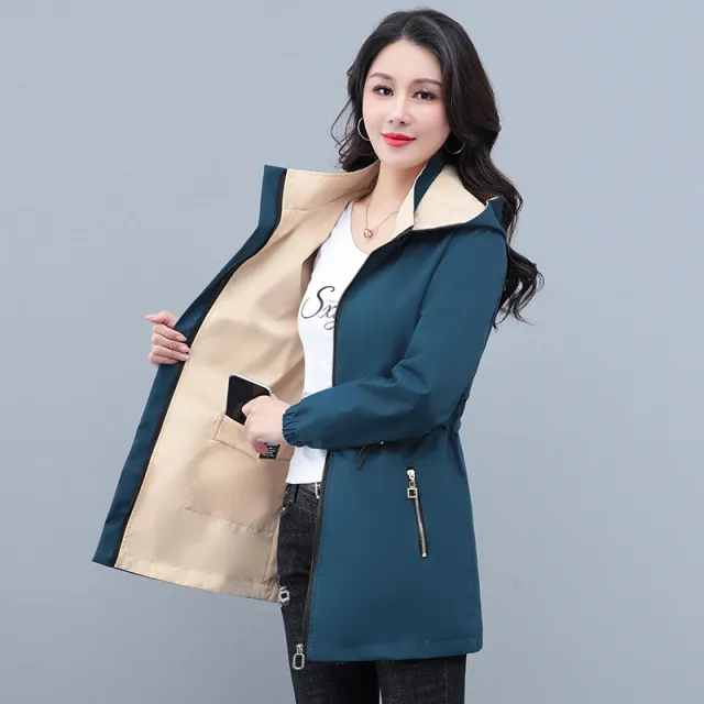 Removable Cap Plus Size Fashion Loose Top Blue - Shop at LoveMi
