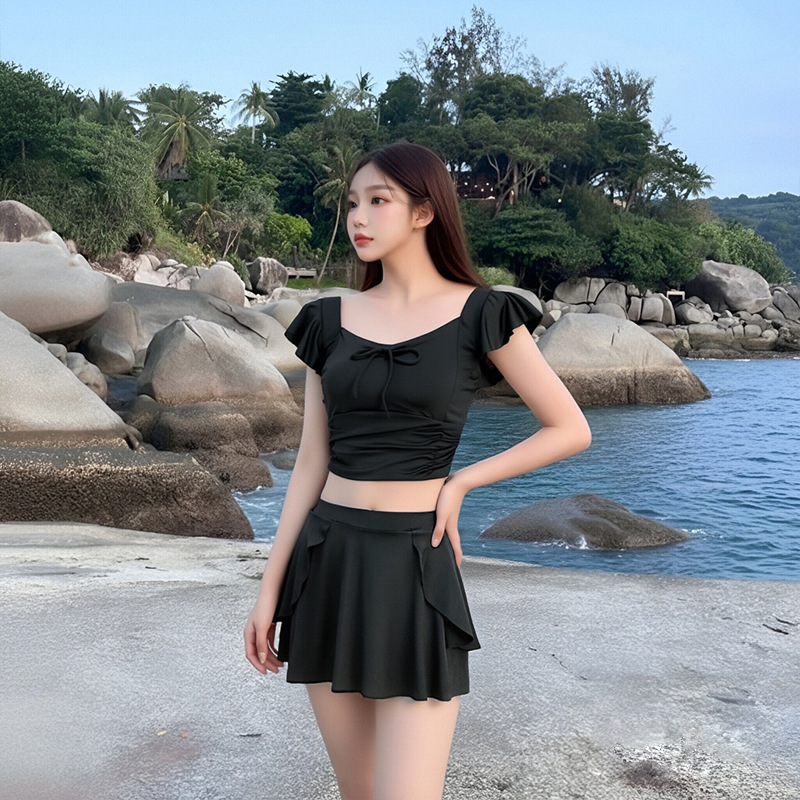 Womens Two-Piece Spa Resort Swimsuit Set With Separable Skirt