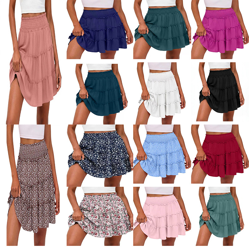 Women's Casual High-waisted Ruffled Multi-layer Mini Skirt