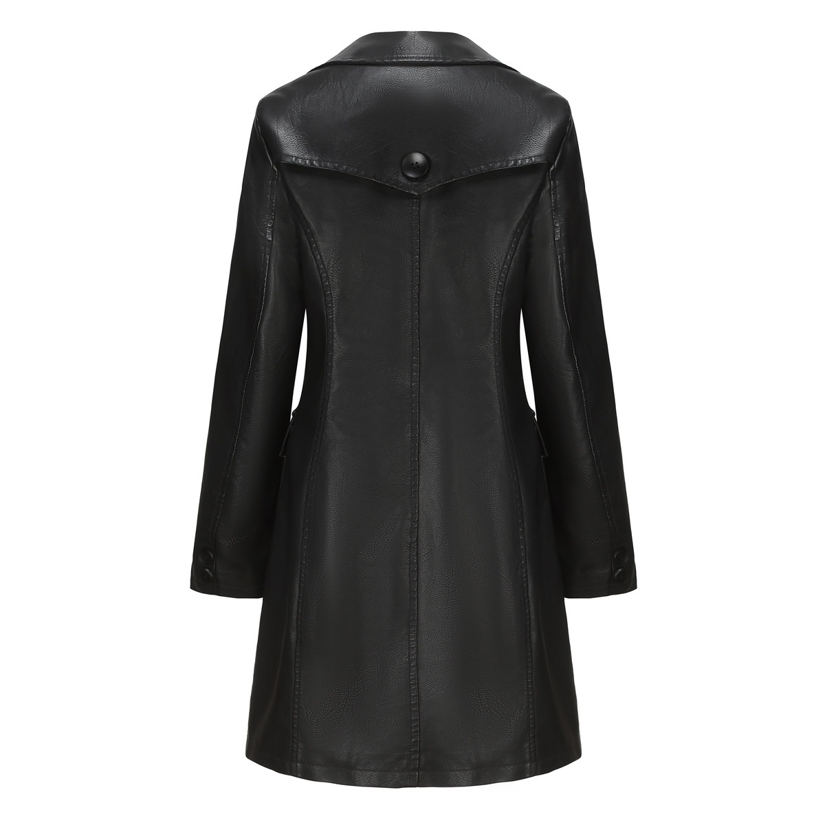 Women’s Long Leather Trench Coat – Fashion Outerwear