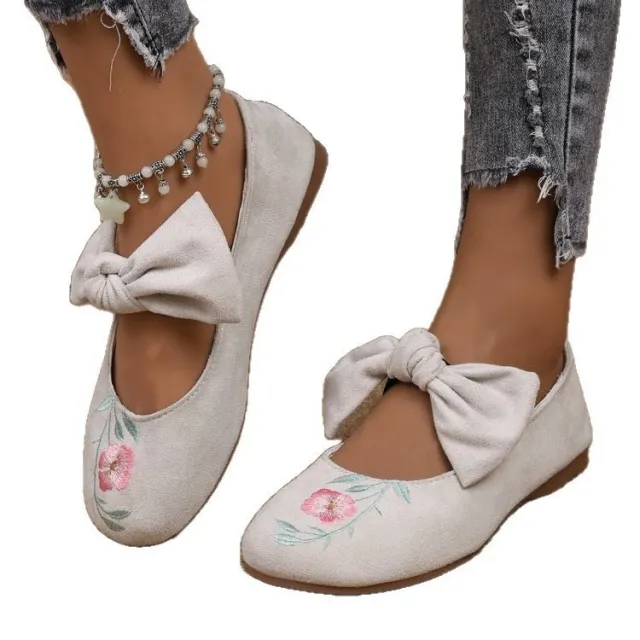 Fashion Personalized Women's Bow Flat Work Shoes White - Shop at LoveMi