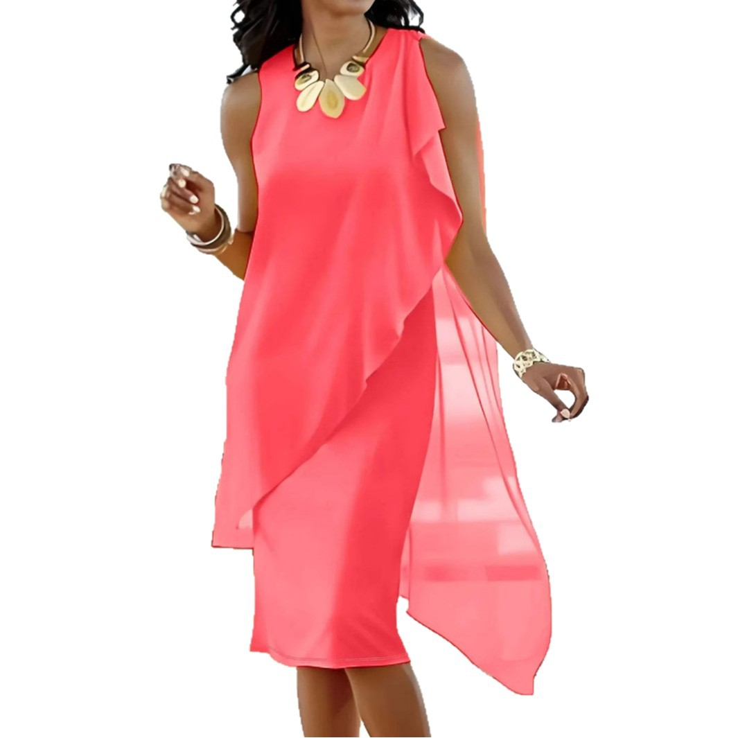 Elegant Irregular Chiffon Sleeveless Dress