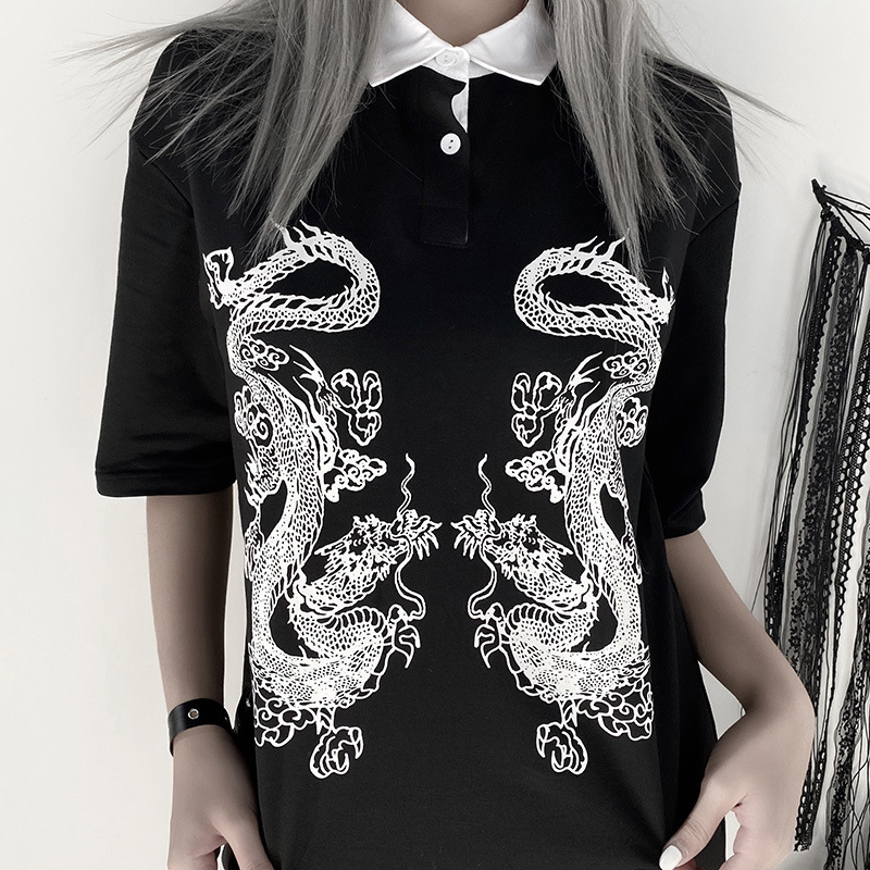 Title 8, Donker Japanse Dragon School Girl T-shirt, een ...