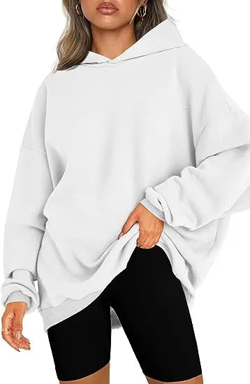 Women's Hooded Pullover Oversized Loose Sweater White - Shop at LoveMi