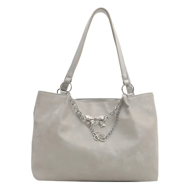 Simple Fashion Large Capacity Women's Shoulder Bag Silver - Shop at LoveMi
