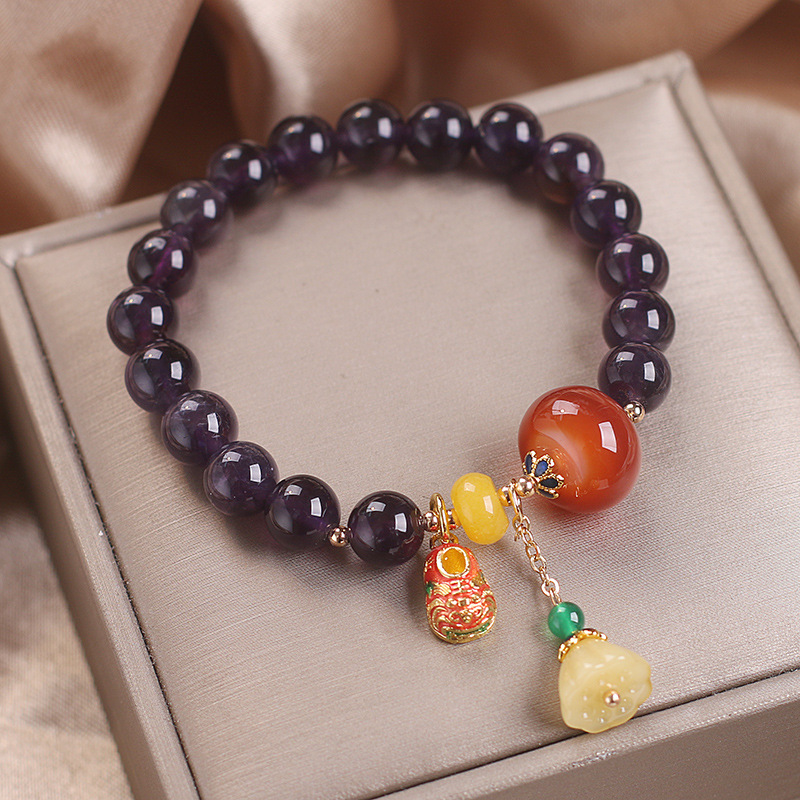National Fashion Ethnic Style Money Drawing And Luck Changing Natural Amethyst Bracelet