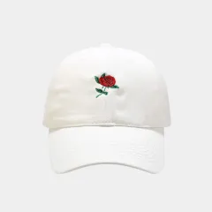 Women's Fashion Rose Embroidery Soft Top Baseball Cap - White - View 1