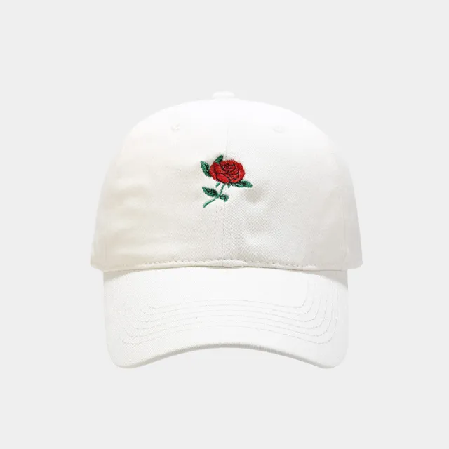 Women's Fashion Rose Embroidery Soft Top Baseball Cap White - Shop at LoveMi