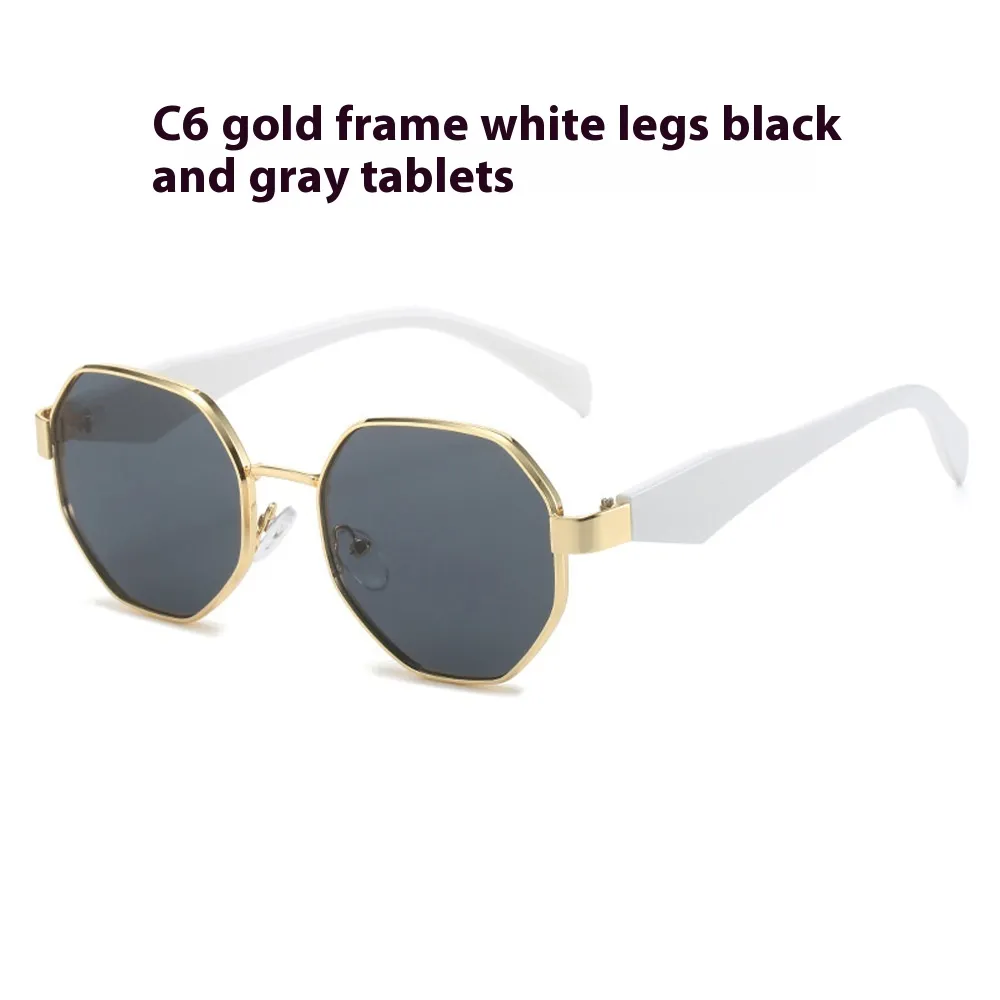 New Polygonal Sunglasses Wide Leg Metal Large Rim Sunglasses Women - C6