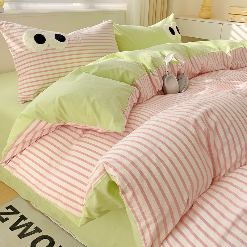 Big Eyes Four-piece Bedding Set Sanding Duvet Cover Bedding Suit - Image 12