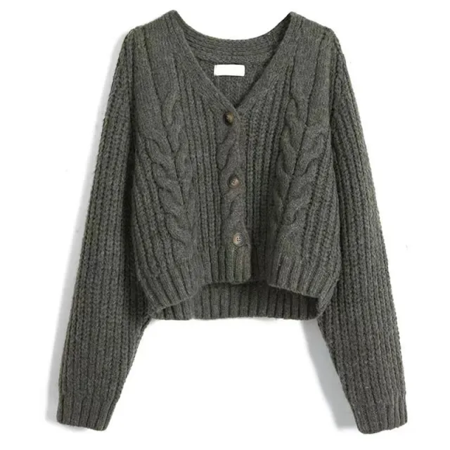 Women's Plus Size Loose And Lazy Style Knitted Sweater Coat Cardigan Gray - Shop at LoveMi