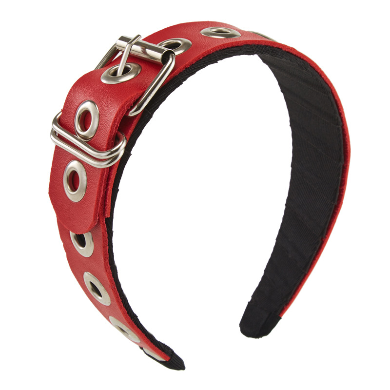Punk Handcrafted PU Leather Headband With Goth Subculture Hardware