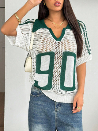 Women's Retro Casual Hollow-Out Preppy-Style Knitted Top