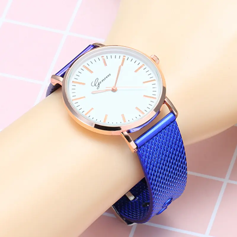 Geneva Watch Dial Plate Mesh Belt Female Minimalist Thin