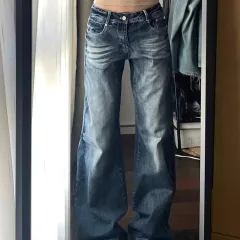 Harajuku American Retro Street Hip Hop Jeans - Blue - View 1
