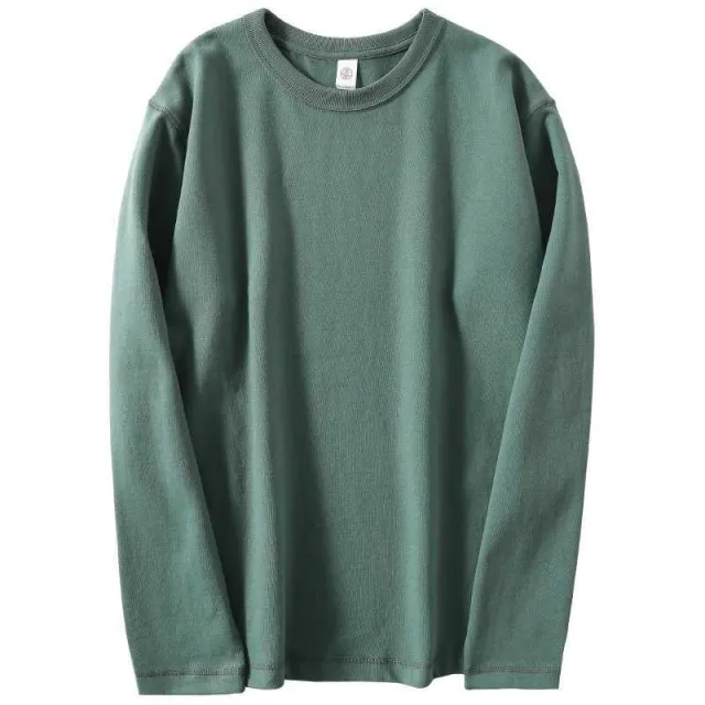 Cotton Brushed White Long sleeved Shirt Loose Large Size Versatile Round Neck Bottoming Shirt For Women Autumn And Winter Blue - Shop at LoveMi