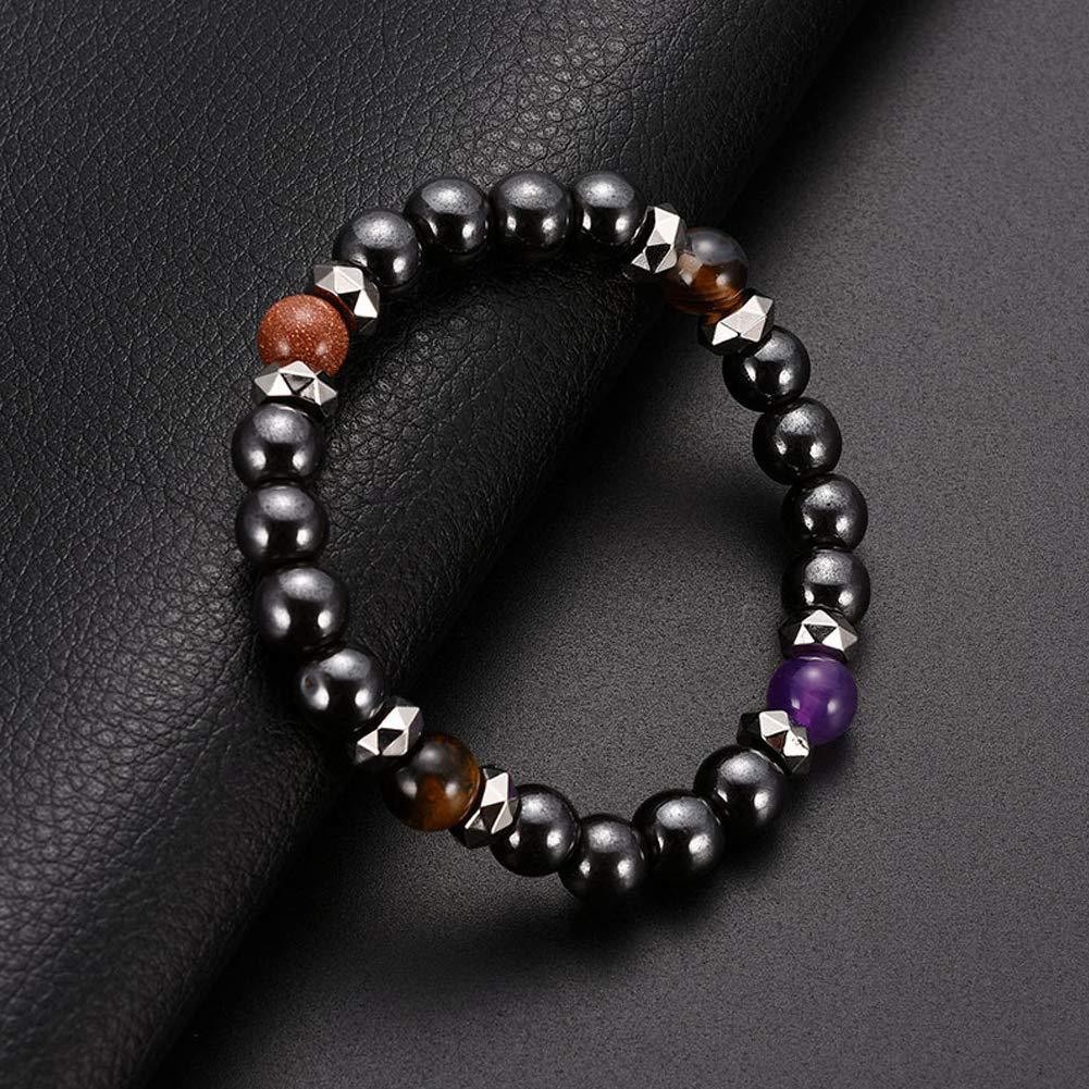 8mm Black Tourmaline Bracelet With Cinnabar And Amethyst Stones