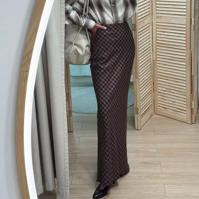 Womens Retro Elegant Fashionable Plaid Long Skirt Plaid S - Shop at LoveMi