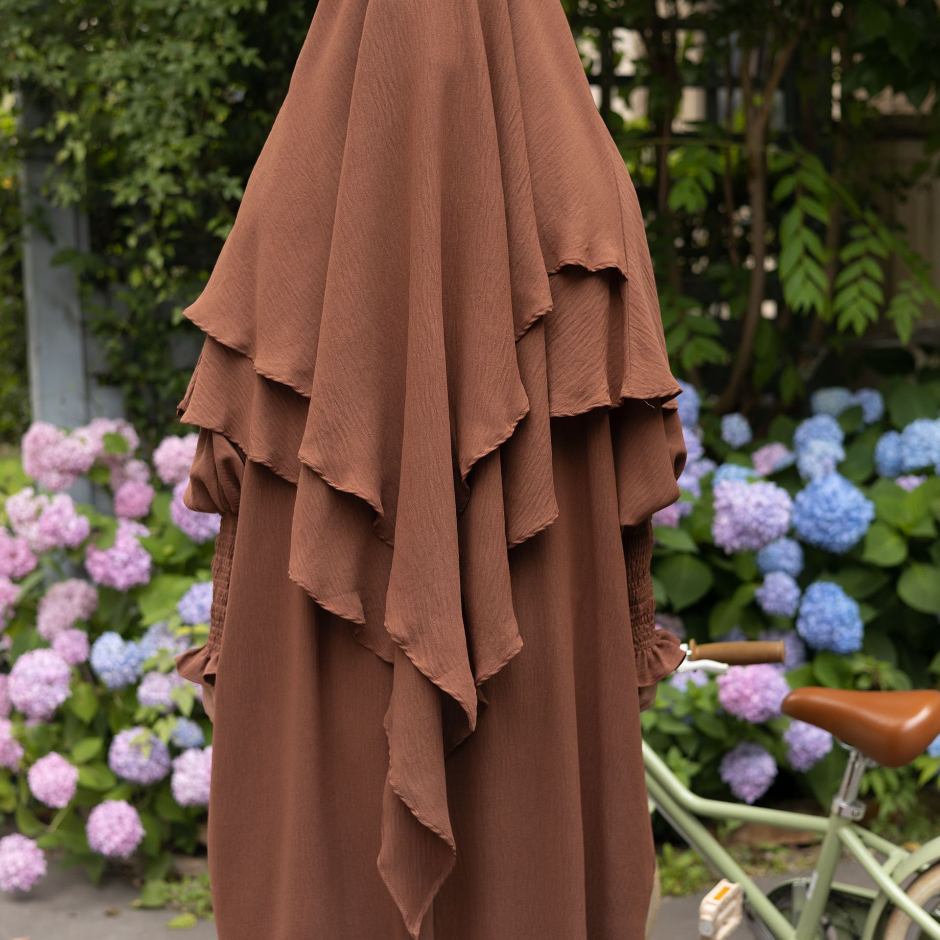 Female Solid Color Batwing Cuff Dress Turban Suit
