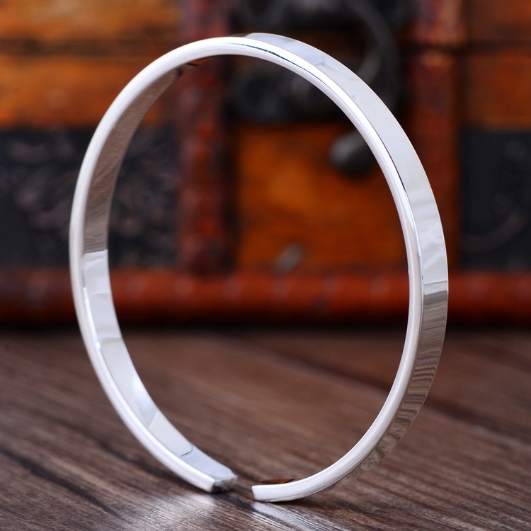 Title 6, Simple Smooth Lovers Silver Bracelet