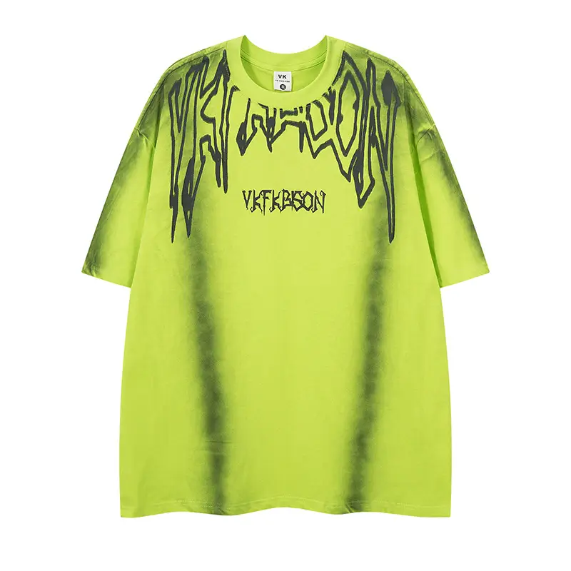 Niche American Retro Inkjet Distressed Short Sleeve