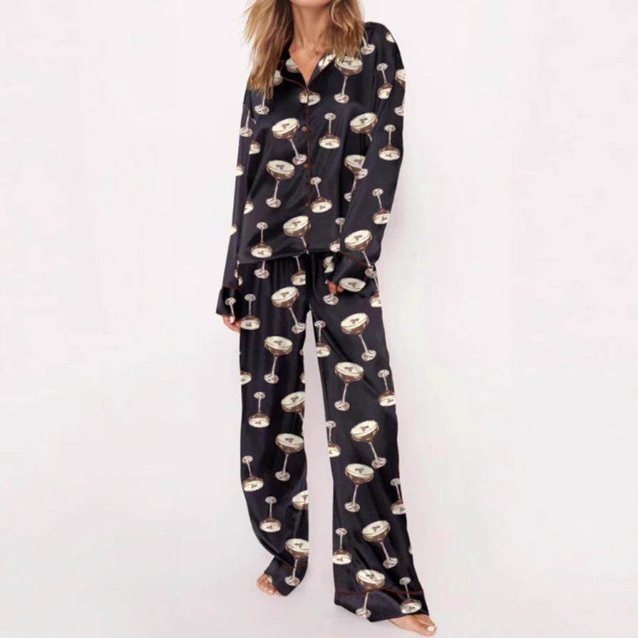 Women's European And American Personalized Wine Glass Printing Casual Suit