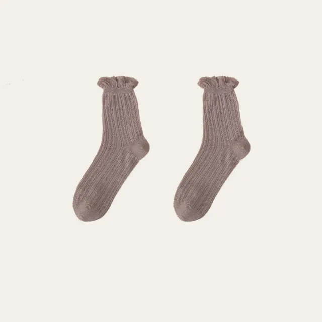 Women's Fashion Cotton Lace Socks Coffee - Shop at LoveMi