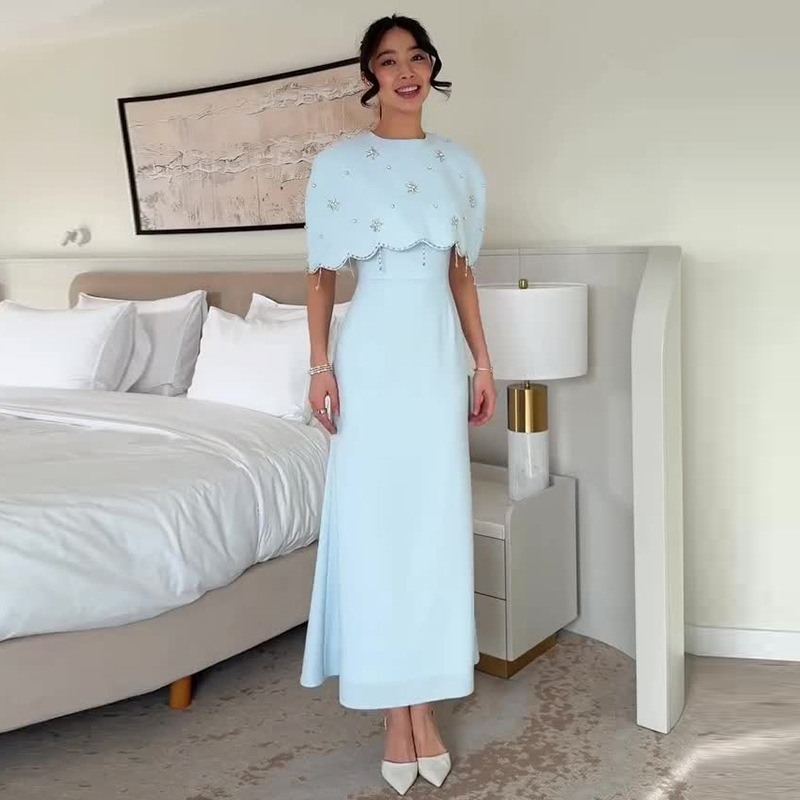 Womens Fashionable V-neck Diamond-Embellished Slim-fit Dress