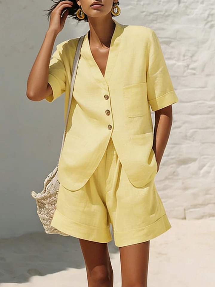 Women's Cotton-Linen Two-Piece Set – full outfit styling view