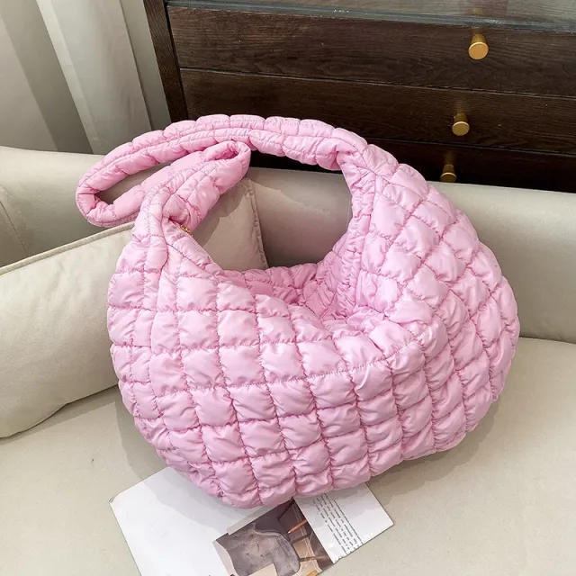Fashion Down Jacket Shoulder Messenger Bag Cloud Bag Pink - Shop at LoveMi