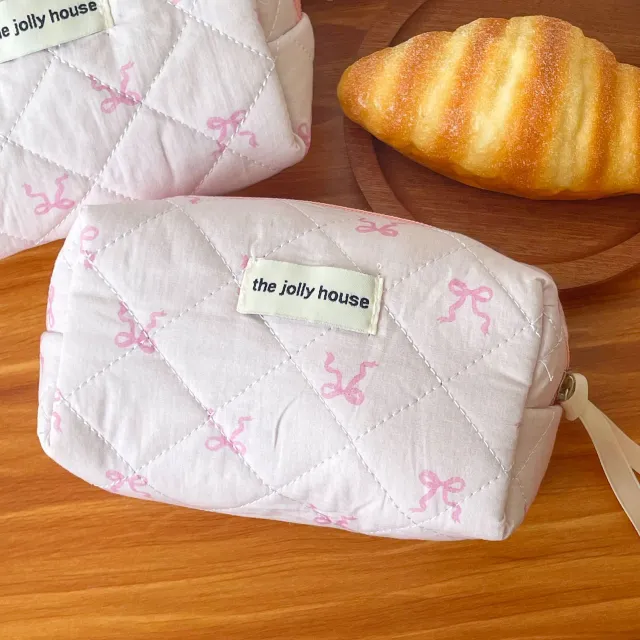 Ribbon Bow Makeup Bag For Students Korean Edition Pink - Shop at LoveMi