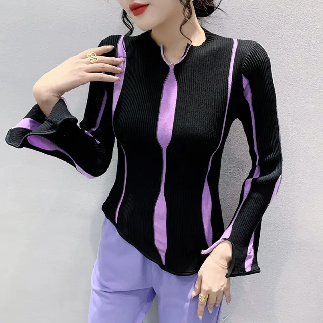 Striped Purple Sweater For Women - Shop at LoveMi