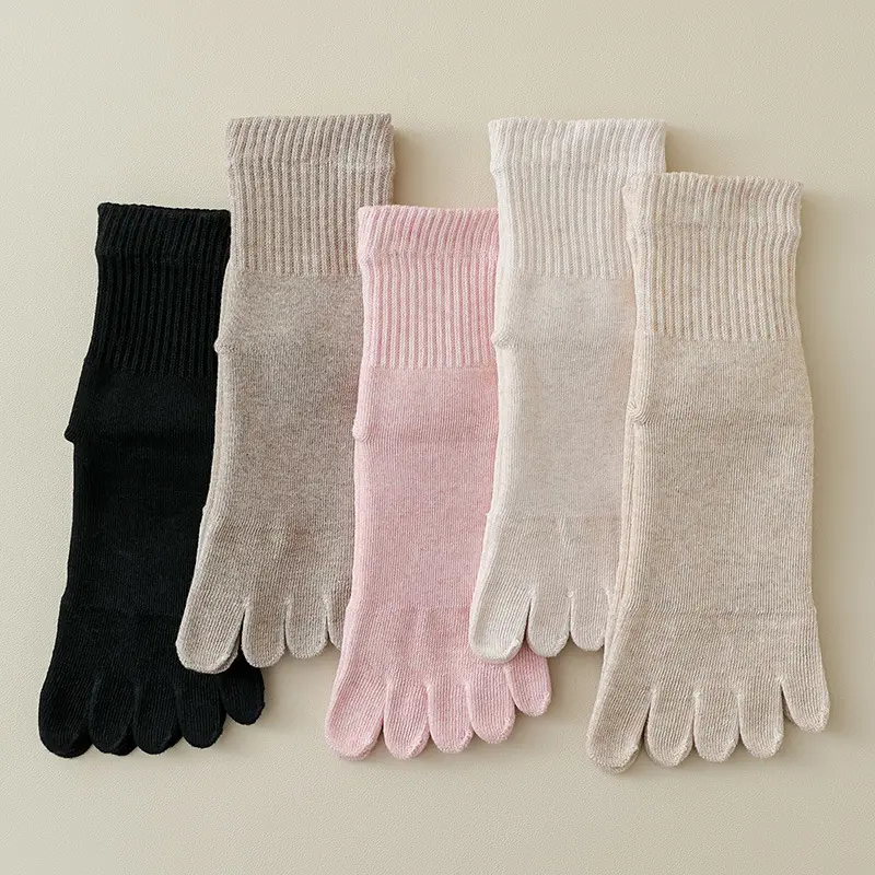 Mid-calf Fleece-lined Thickened Warm Five-toe Cotton Socks