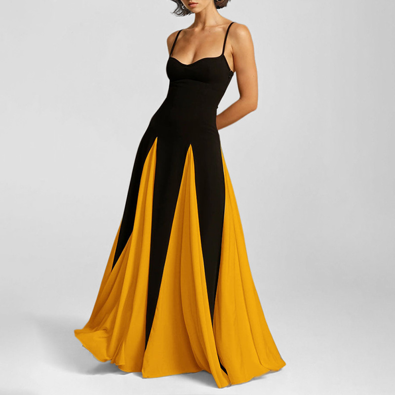 Fashion Temperament Camisole Contrast Color Loose Dress