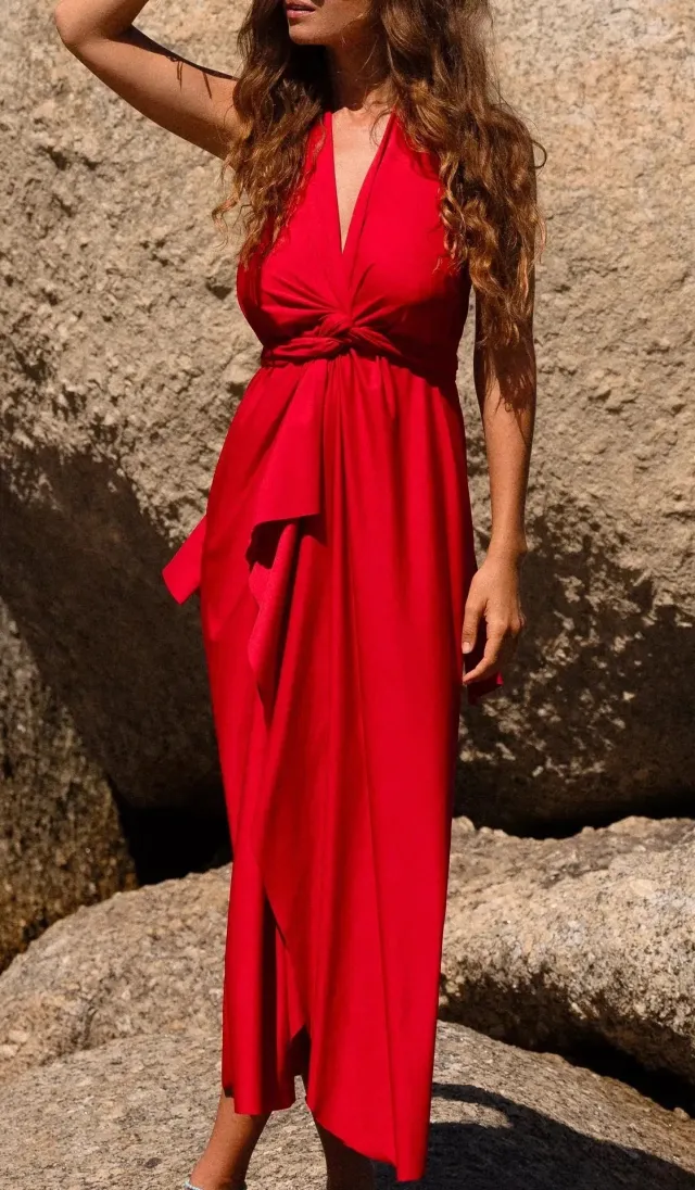 Tube Top Halter Sexy Backless Sun Protection Changeable Wear Match Dress Red - Shop at LoveMi