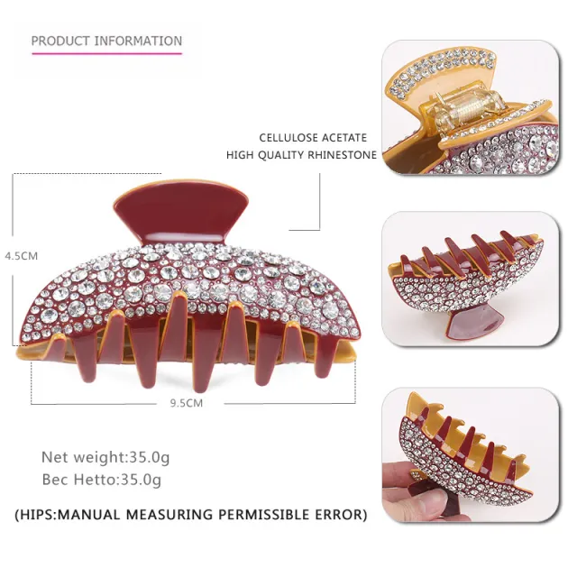 Vintage Rhinestone Women's Cellulose Acetate Sheet Barrettes Orange Pink White Diamond - Shop at LoveMi