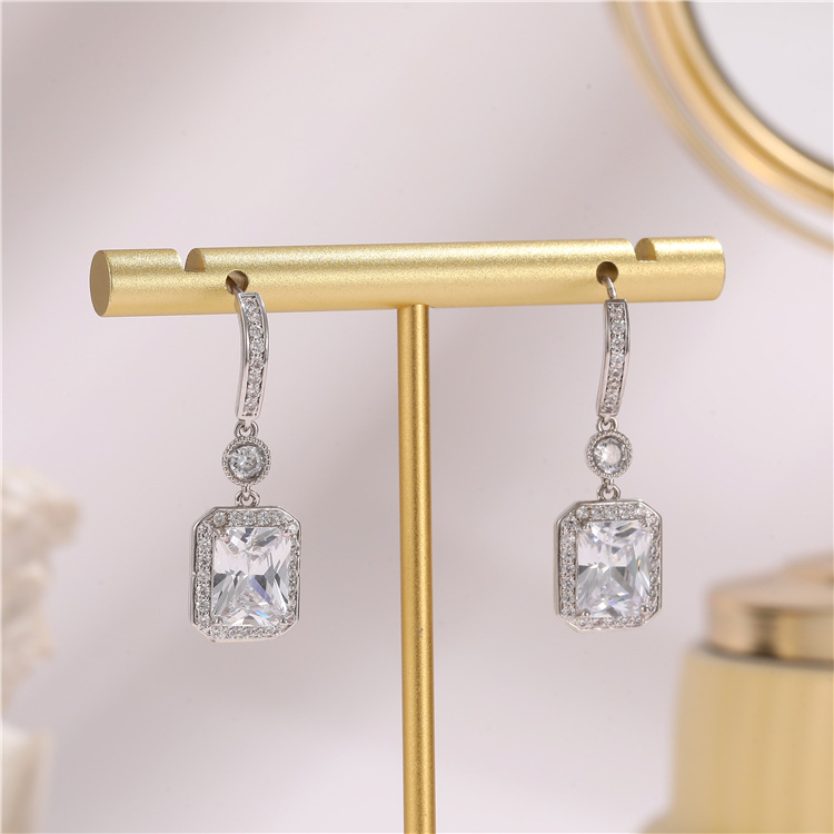 Women's Fashion Beautiful Square Zircon Earrings