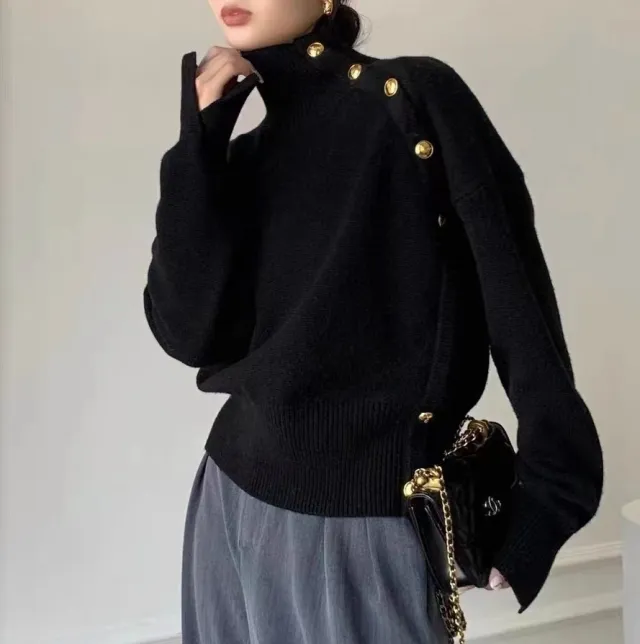 Autumn And Winter Advanced Inner Wear Thickened Winter Wool Base Sweater Black - Shop at LoveMi