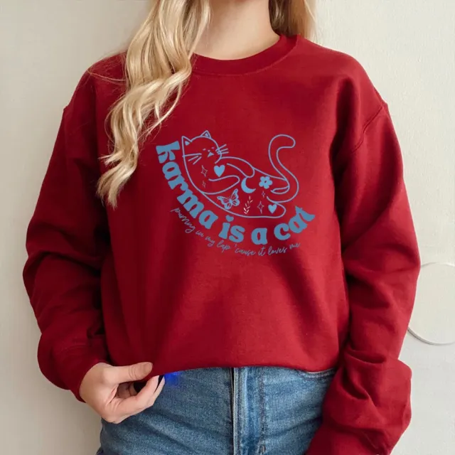 Women's Retro Crew Neck Sports Sweater Wine - Shop at LoveMi