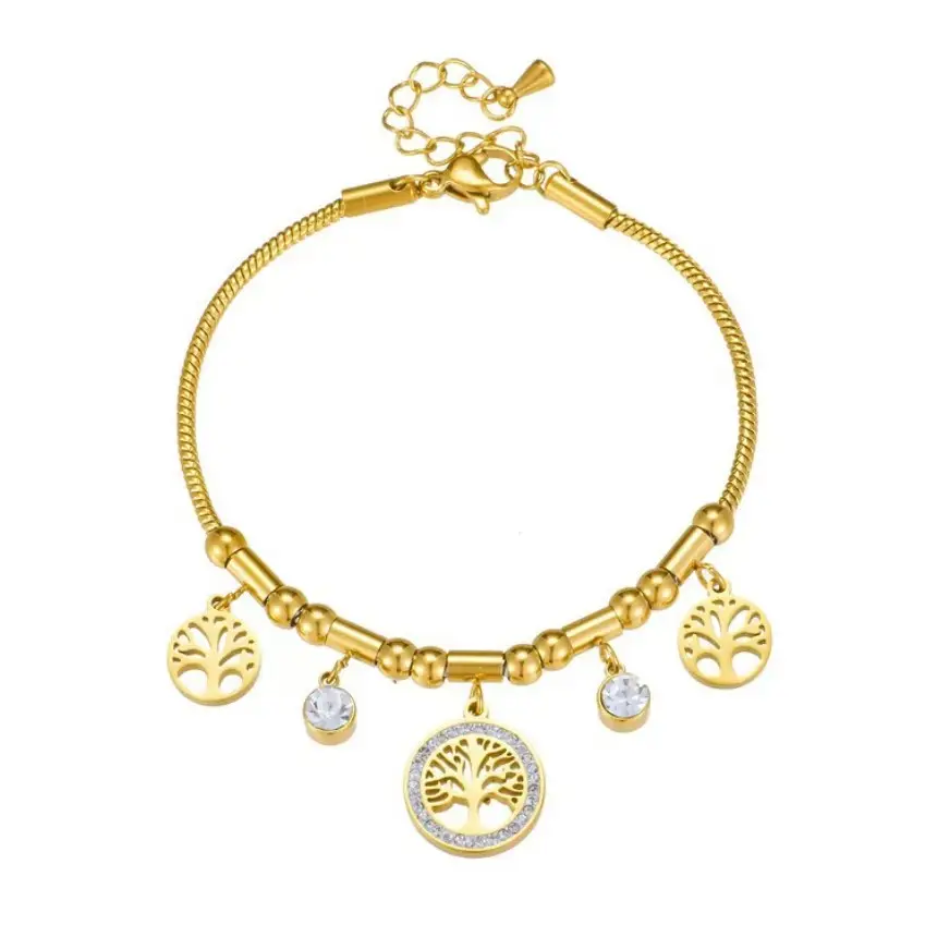 Vintage Elegant Metal Diamond Studded Hollow Titanium Steel Bracelet