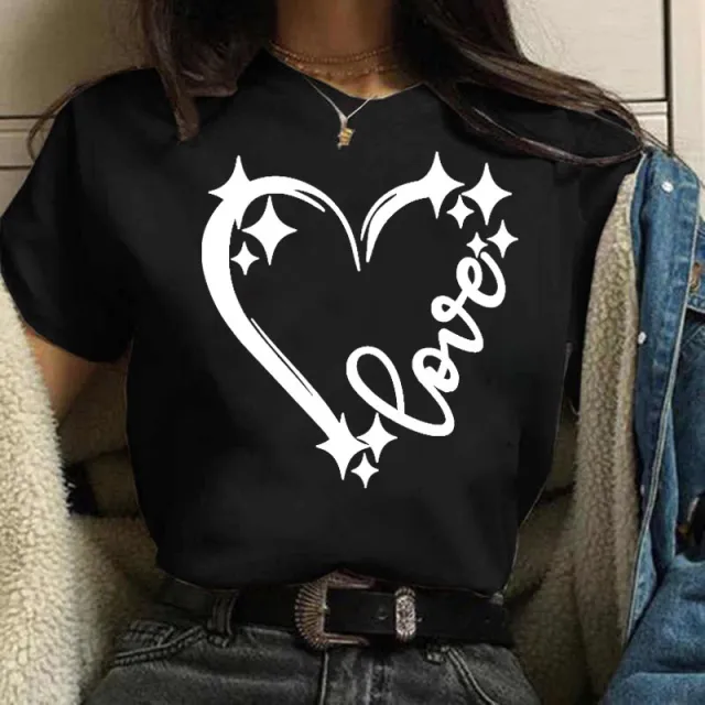 Loose Round Neck T shirt Women's Top Wt02400 Black - Shop at LoveMi